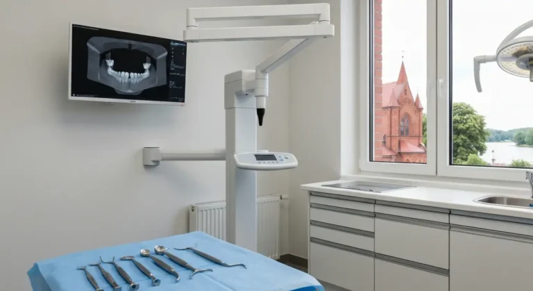 Gabinet chirurgii stomatologicznej w Olsztynie z tomografem CBCT i sterylnymi narzedziami do ekstrakcji
